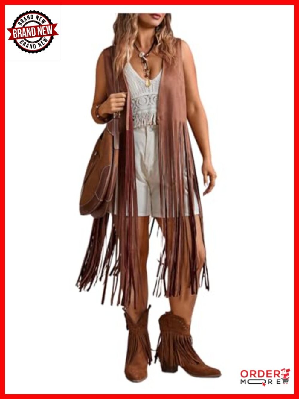 Plus Size Western Fringe Vest Boho Hippie Tassel Suede Cowgirl Sleeveless Jacket